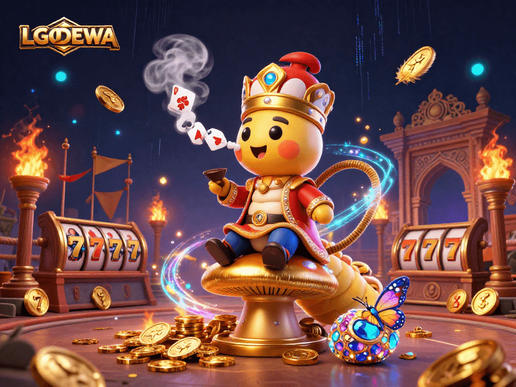 Experience thrilling gameplay with LGODEWA as the caterpillar master crafts poker symbols from smoke rings.