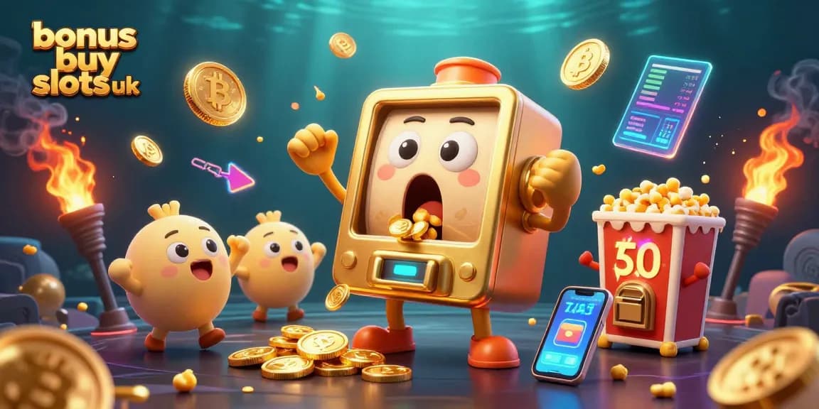 Experience the thrill of bonus buy slots uk with a golden slot machine celebrating its jackpot in this vibrant scene.