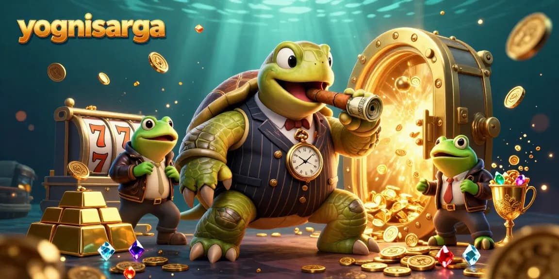 Experience the excitement of gambling at yognisarga with a dynamic 3D illustration of casino characters.