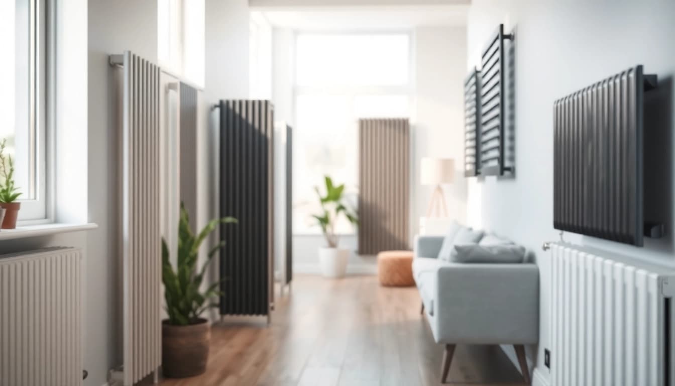 Heizkörper kaufen: Ausgewählte moderne Heizkörper in einem einladenden Wohnzimmer-Setup.
