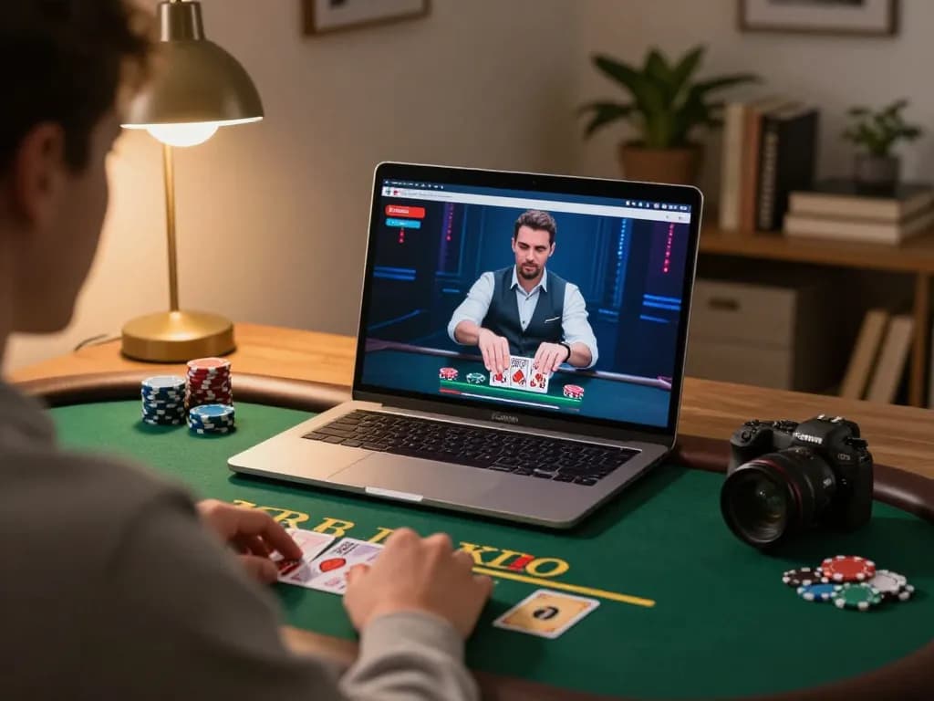 Player engaging in live blackjack at home using rikvip online casino platform