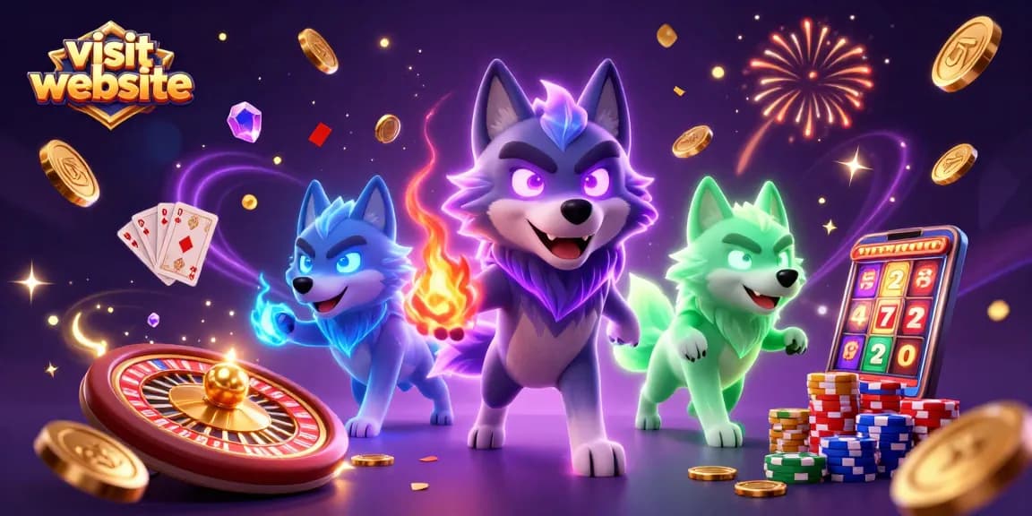 Visit website for thrilling online casino experience with vibrant gaming elements and ghostly wolves.