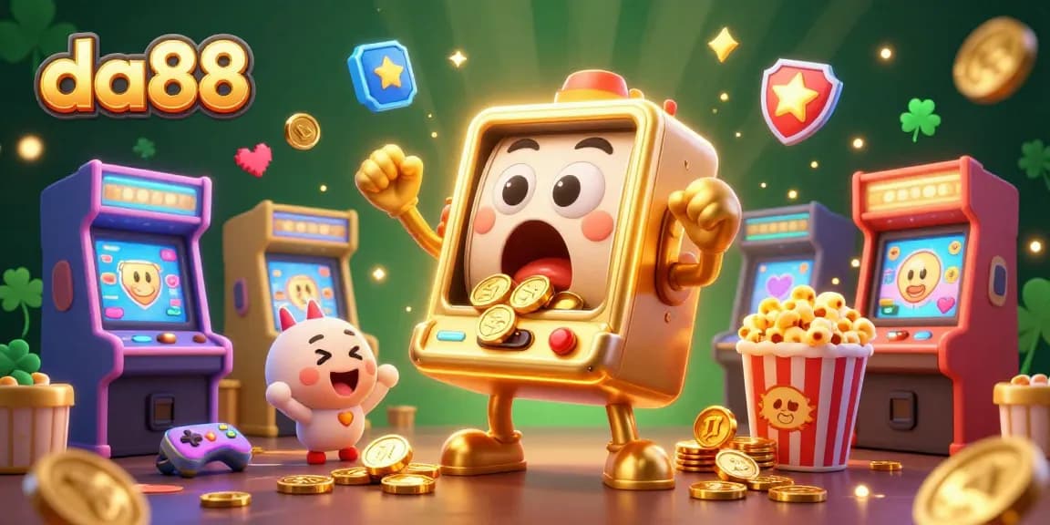 da88 slot machine hits jackpot with cheering companions in a vibrant casino scene