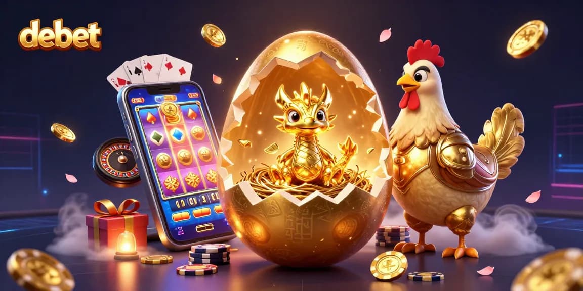 Engage with debet: A golden dragon nestled among poker chips and gaming elements.