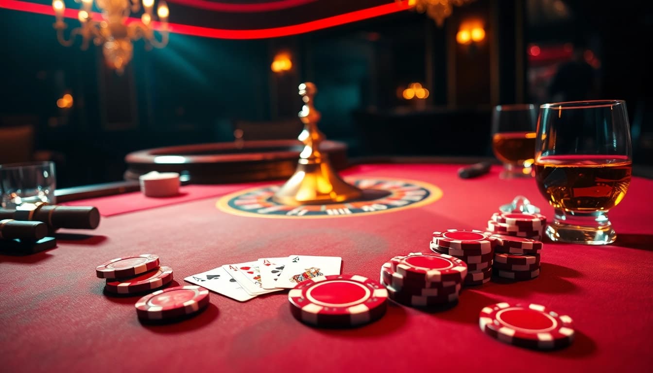 Experience the thrill of luck8 at an elegant poker table with vibrant chips and cards.