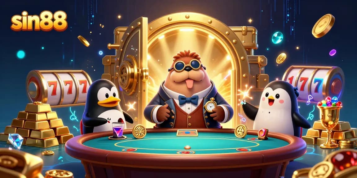 Experience thrilling gameplay with sin88 as a jolly walrus and friends indulge in underwater poker.