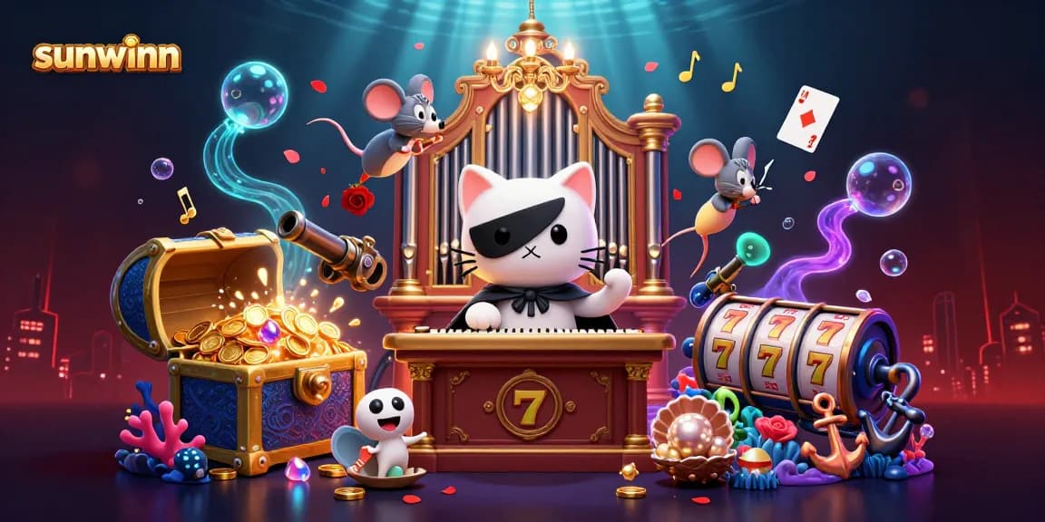 Spin to win at the sunwinn casino with vibrant characters and rich gambling elements.
