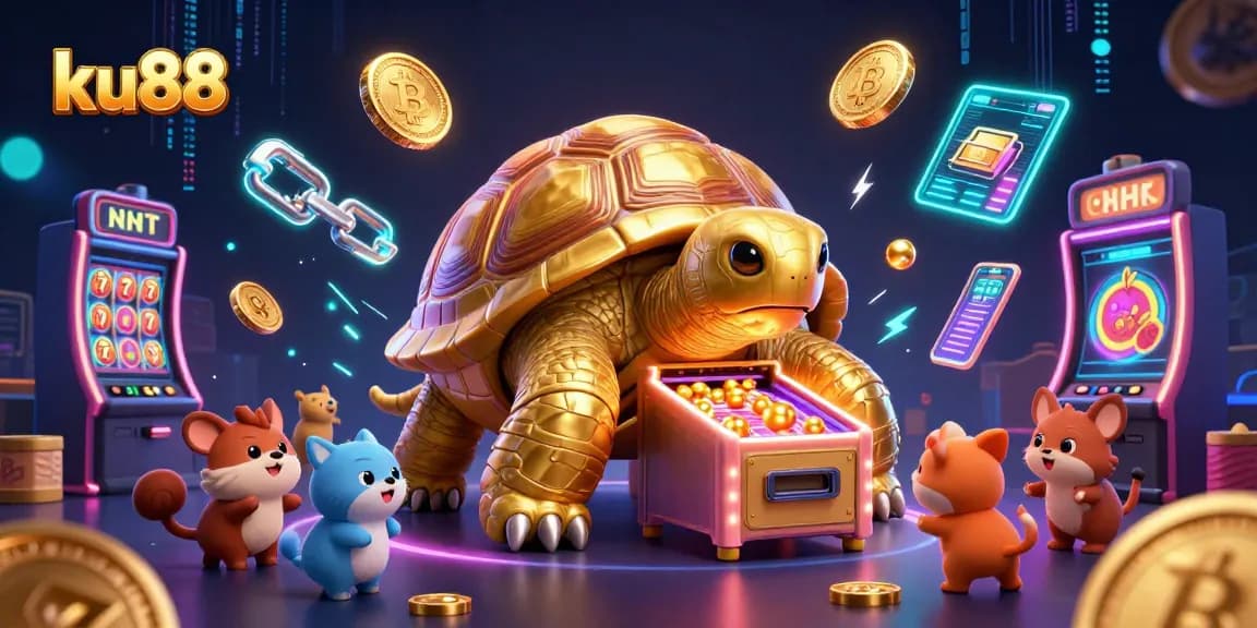 ku88 engages players with a vibrant 3D casino scene featuring a unique tortoise pinball machine