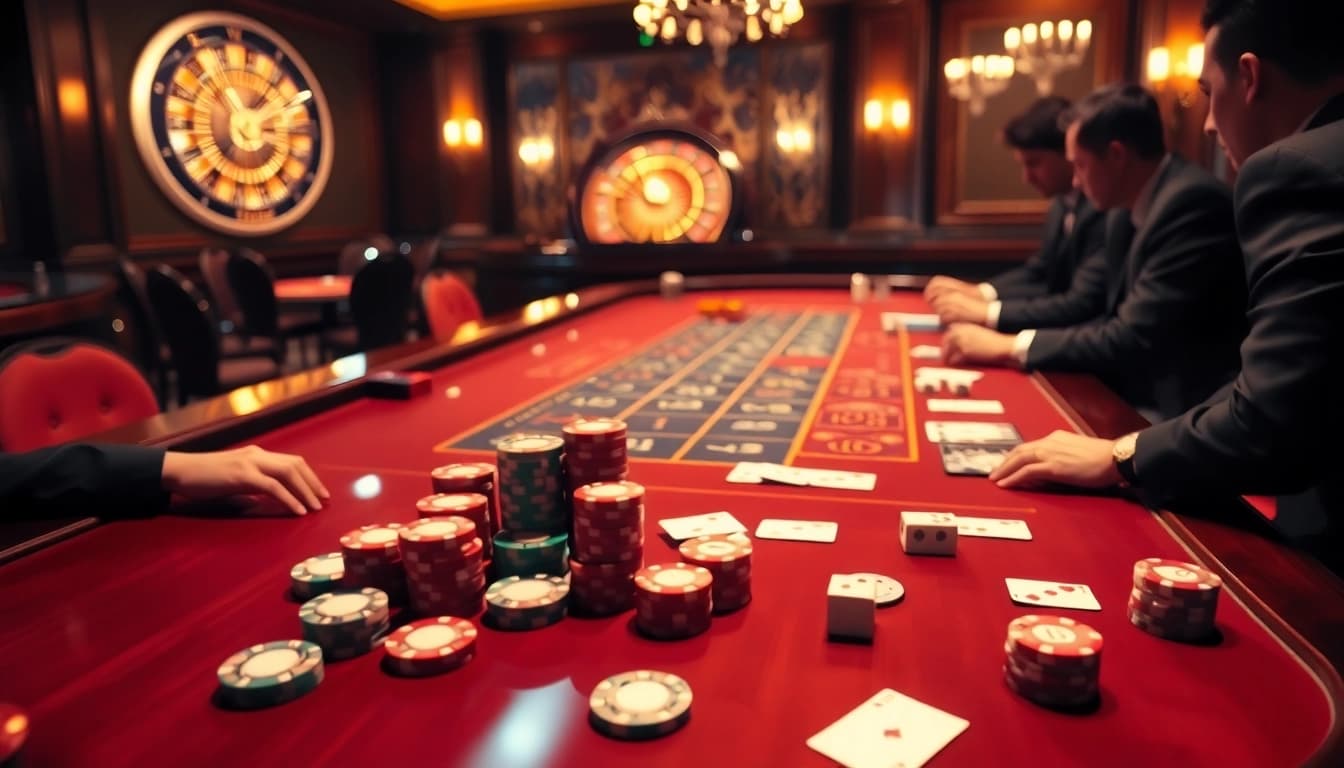 Experience thrilling gameplay with LUCK8 at an elegant casino table full of excitement and luxury.