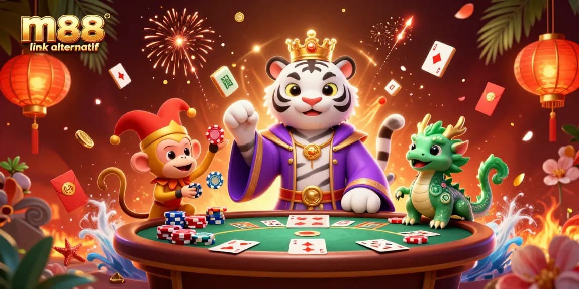 Experience winning moments with m88 link alternatif as a powerful tiger and playful monkey showcase casino excitement.