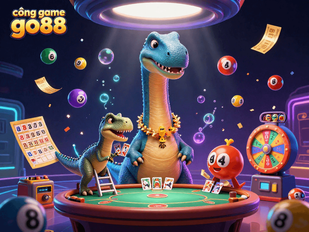 Experience vibrant gaming with cổng game go88, featuring a colorful 3D casino adventure.