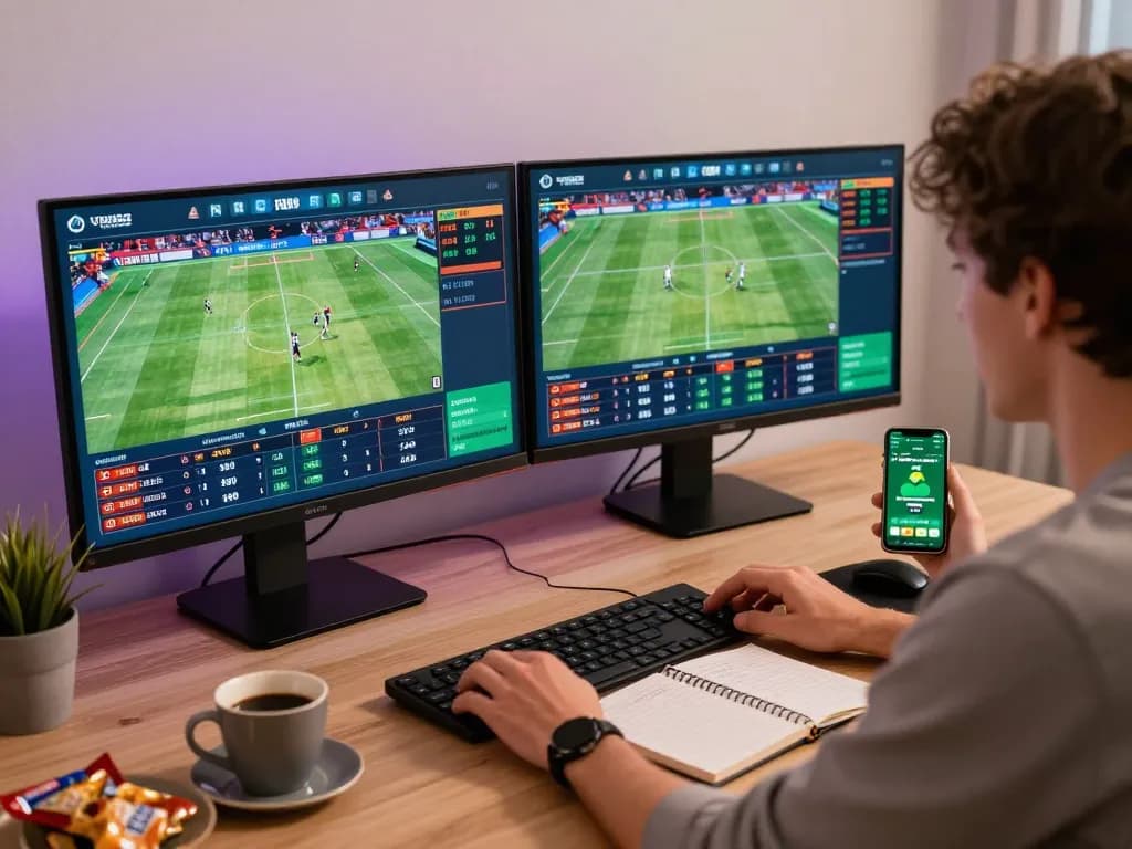 Engaging scene of a sports betting setup where user utilizes 789wincom platform to place bets on live events.