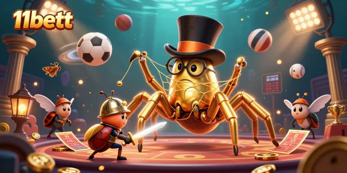 Experience thrilling gaming at 11bett with vibrant characters amidst dynamic sports betting action.