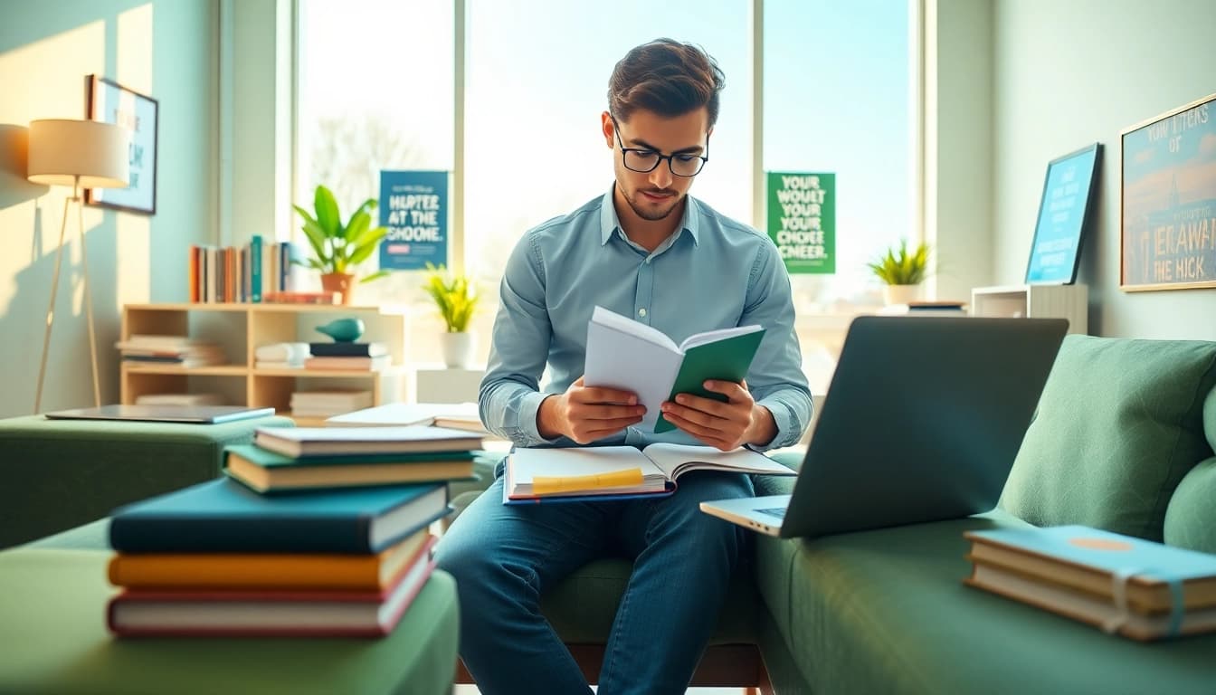 Enhance exam help efficiency in a focused study environment, embodying motivation and organization.