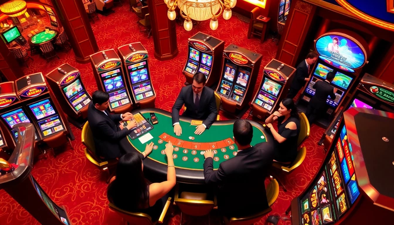 Players strategically engaging at a blackjack table in 壹發娛樂, showcasing excitement and luxury in gambling.