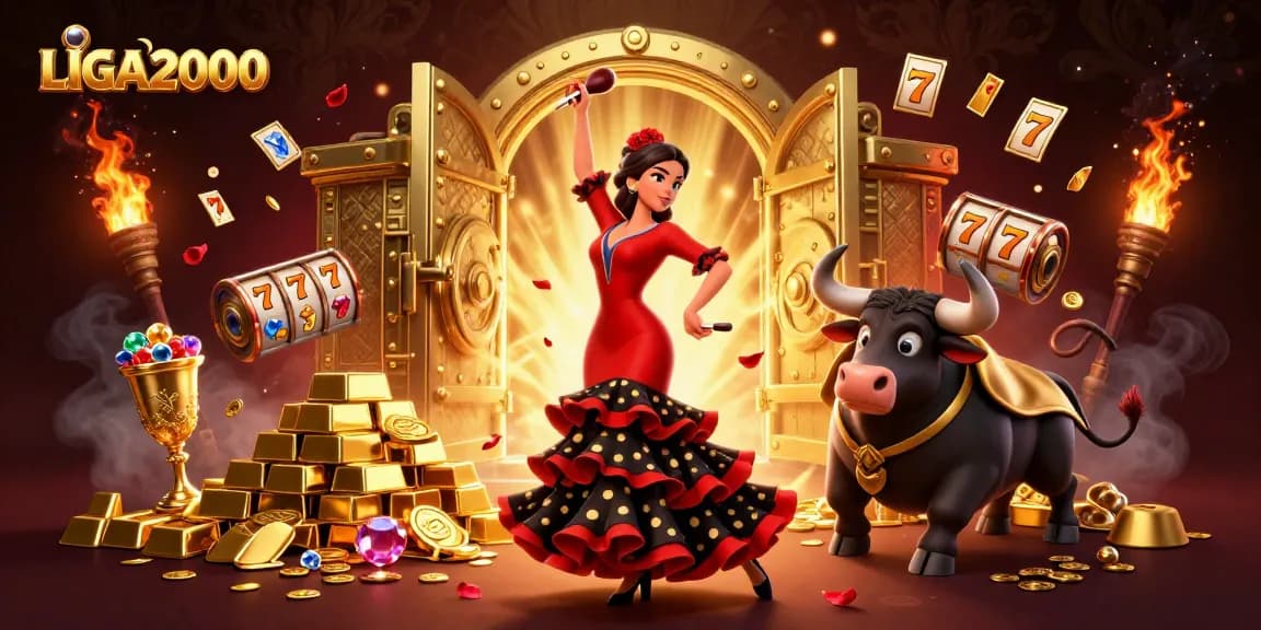 Ikuti pengalaman bermain yang mendebarkan dengan LIGA2000 yang menampilkan penari flamenco dan slot emas.