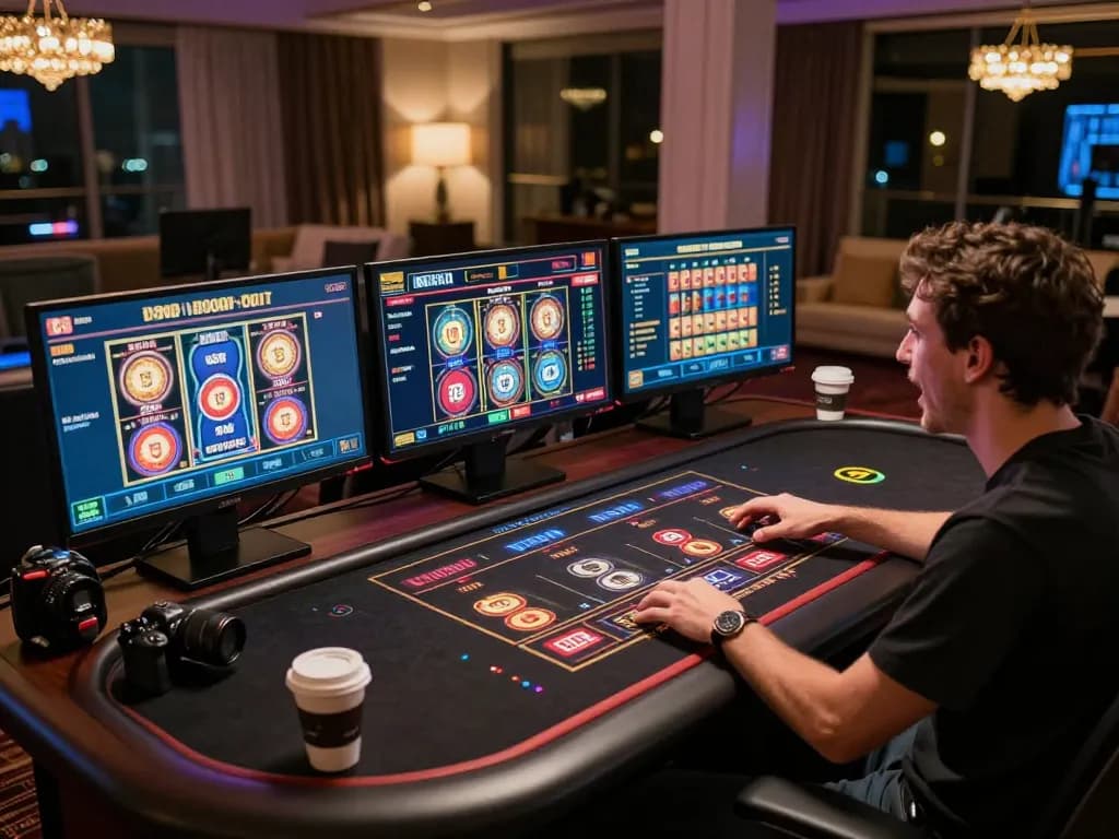 Engaging with online gambling on a sleek setup showcasing Paris-themed live dealer games.