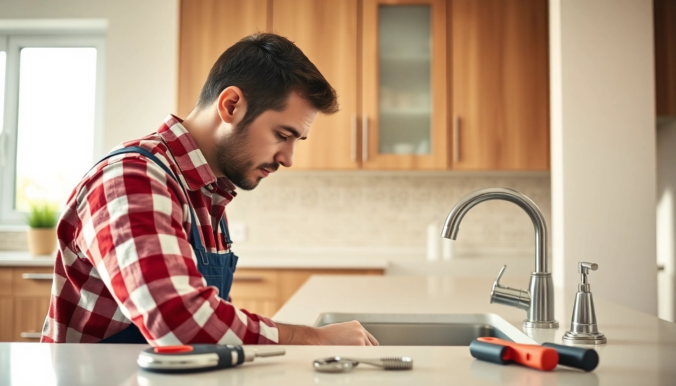 Plumber near me offers expert kitchen sink repair in a modern home setting.