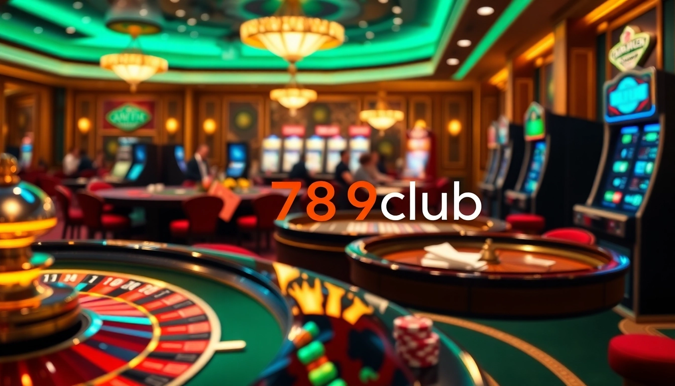 Engaged players enjoying a high-stakes table at 789club, showcasing vibrant casino elements.
