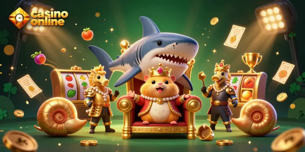 Disfruta del emocionante mundo del casino online con este rey hámster y sus guardianes marinos.