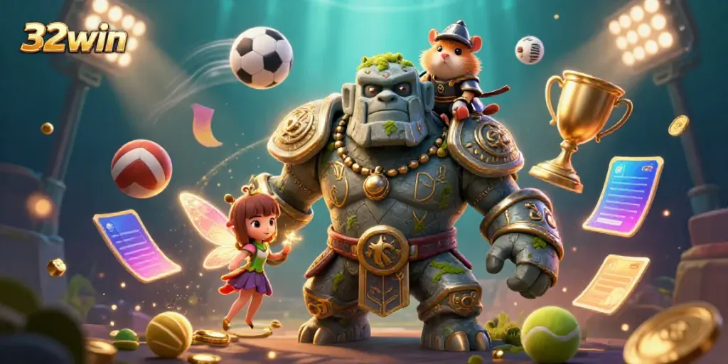 Engage in thrilling adventures with 32win, featuring magical characters in a dynamic casino sports environment.