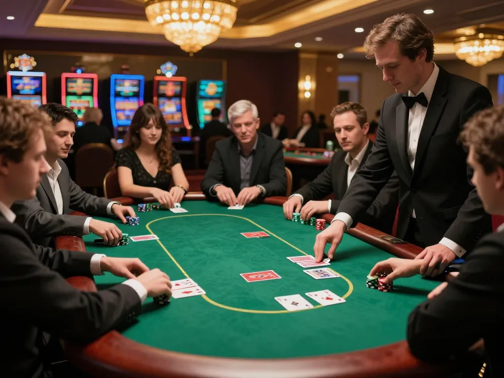Players engaging in strategic poker at KP88s casino, showcasing action and excitement.
