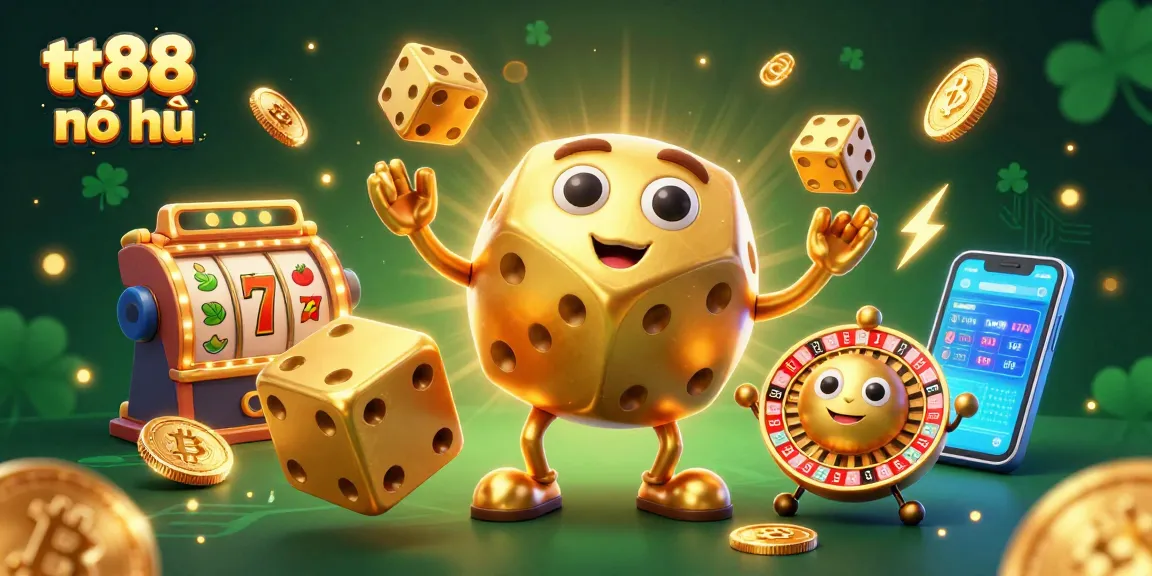 Engage with the thrilling tt88 nổ hũ casino experience, featuring dynamic golden dice and slot elements.