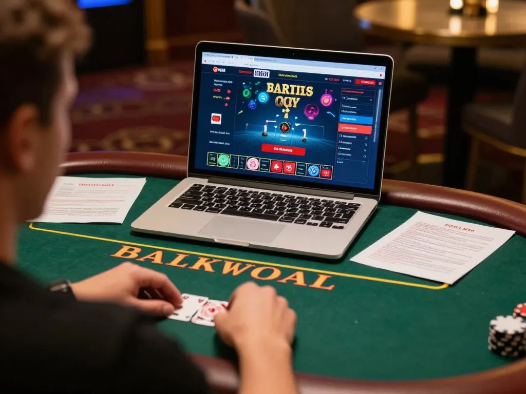 Player engaging with TR88s online poker setup, showing strategy notes and vibrant game screen.