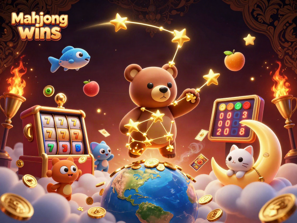 Experience mahjong wins with captivating 3D characters and dynamic slot elements in an engaging casino scene.