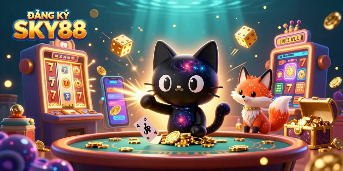 Experience the excitement of ĐĂNG KÝ SKY88 with this dynamic cosmic casino scene!