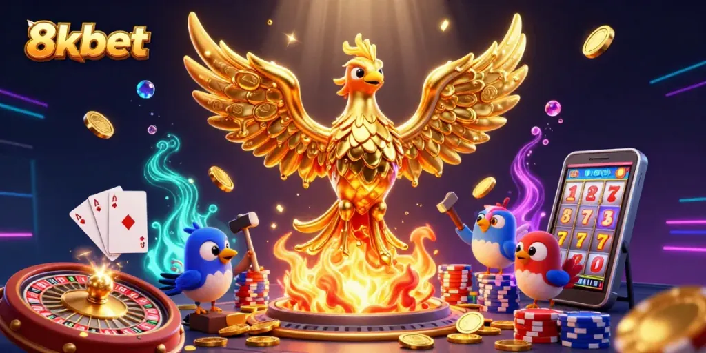 8xbet offers exciting online casino games with golden phoenix and vibrant gaming elements.