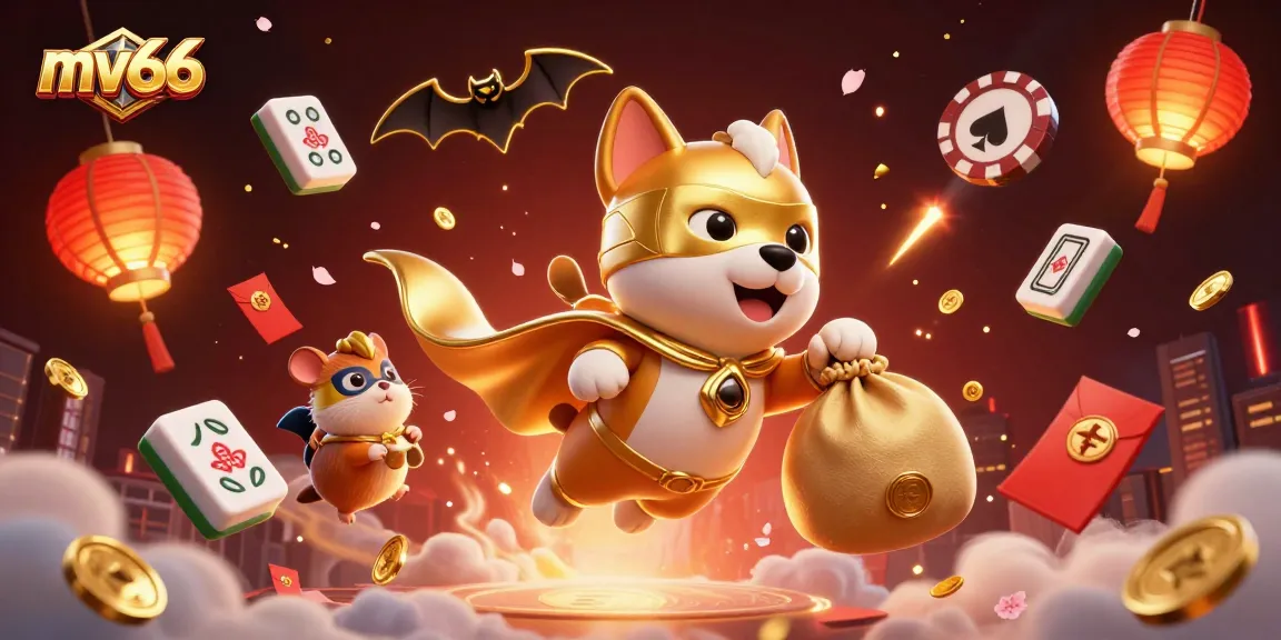 Engage in thrilling gameplay at mv66 with a dynamic superhero scene, showcasing exciting casino elements.