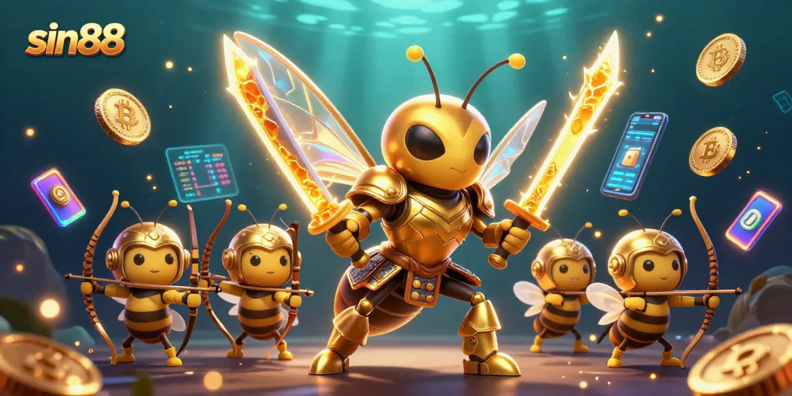 Experience thrilling gameplay at sin88 with a vibrant 3D scene depicting crypto-themed casino adventure.