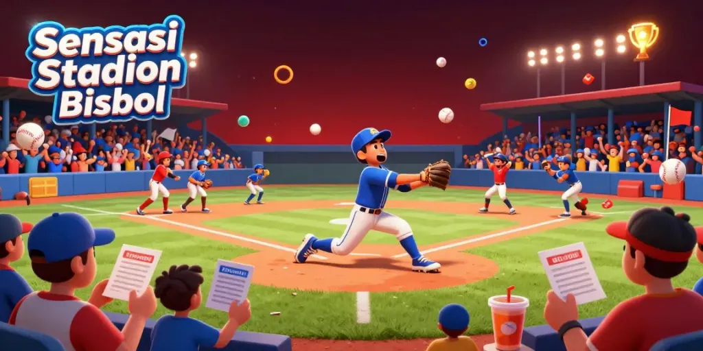 Sensasi Stadion Bisbol places you in a thrilling baseball betting atmosphere with energetic fans and vibrant gameplay elements.