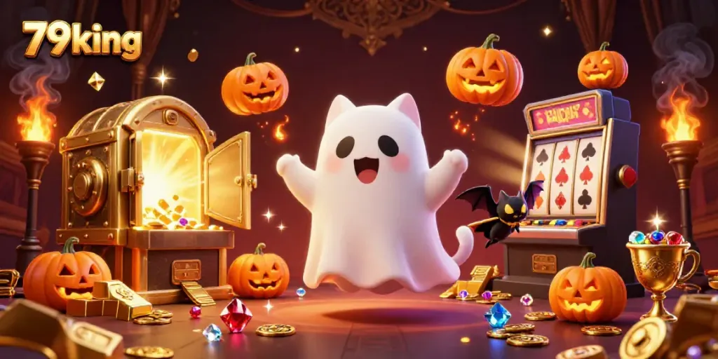 Experience thrilling gaming adventures at 79king with vibrant ghosts and treasure-filled scenes.