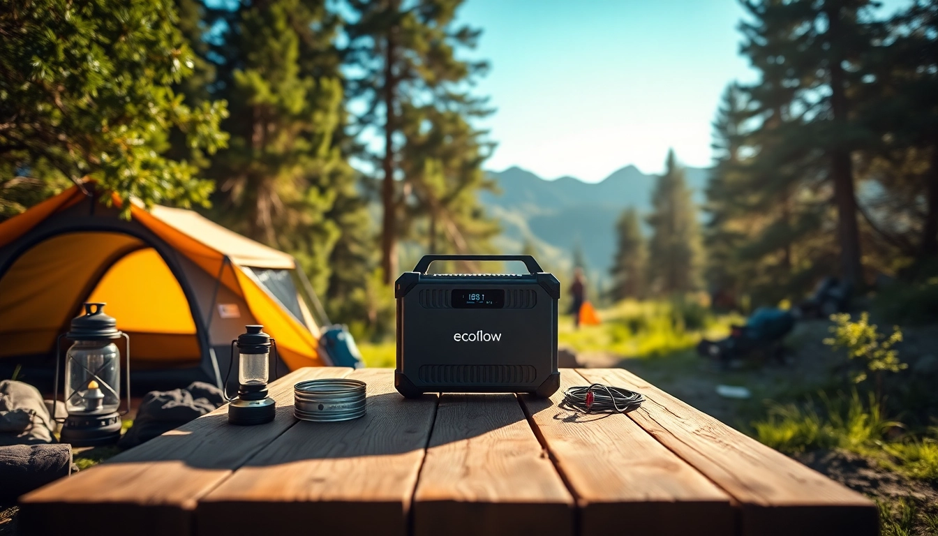 EcoFlow portable power station situated in a vibrant outdoor setting, ideal for adventures.