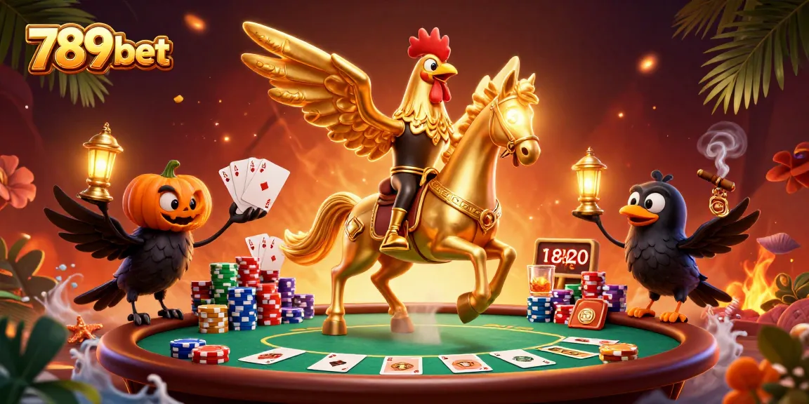 Experience thrilling gameplay at 789bet with a vibrant casino scene featuring a dynamic headless horseman and poker elements.