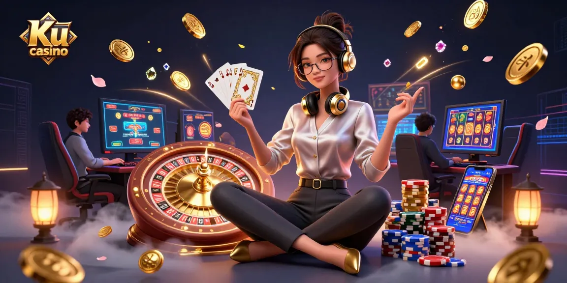 Engage in thrilling gameplay at Ku casino with stacked poker chips and dynamic gaming scenes.