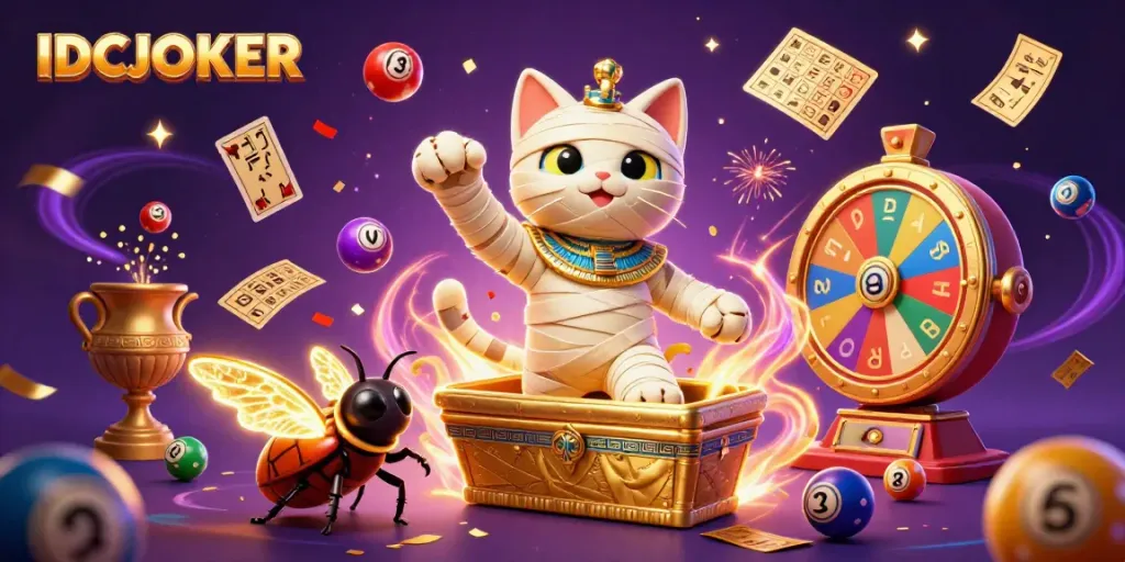 Experience gaming excitement at IDCJOKER with a vibrant 3D casino illustration.