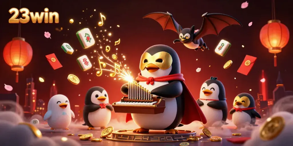 Experience thrilling gaming action with 23win's vibrant 3D illustration of a casino-themed adventure.
