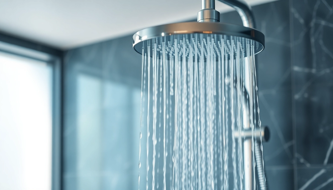 Experience elegant showers with a luxurious rain showerhead in a modern bathroom.