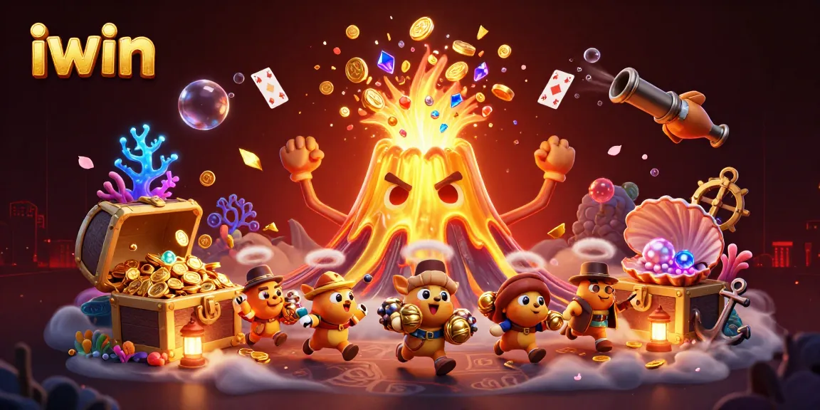 Win exciting treasures with iwin's 3D casino adventure featuring gold coins and vibrant game symbols.