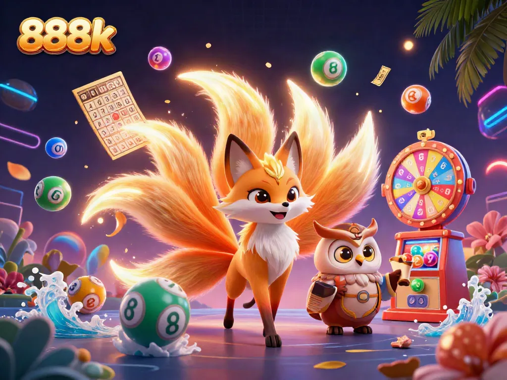 Experience the thrill of 888k gaming with vibrant characters and dynamic casino elements.