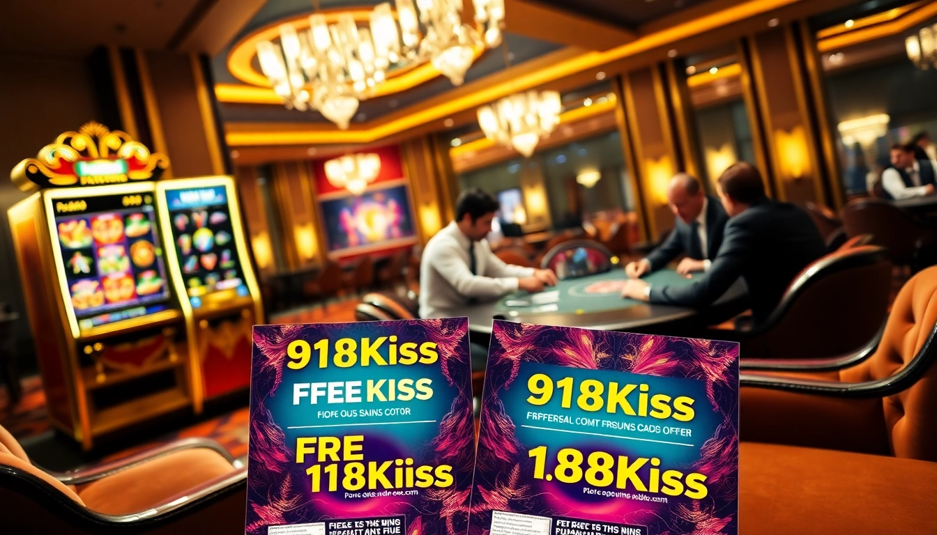 Playing slots using free credit 918kiss, showcasing a lively casino environment filled with excitement and potential wins.