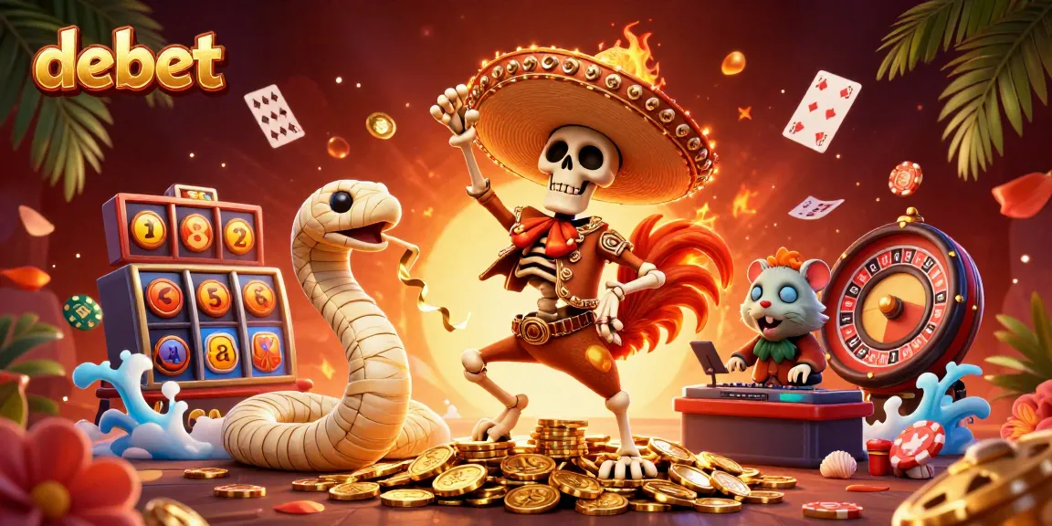 Experience the thrill of debet as a mariachi rooster dances atop golden coins, surrounded by vibrant casino elements.