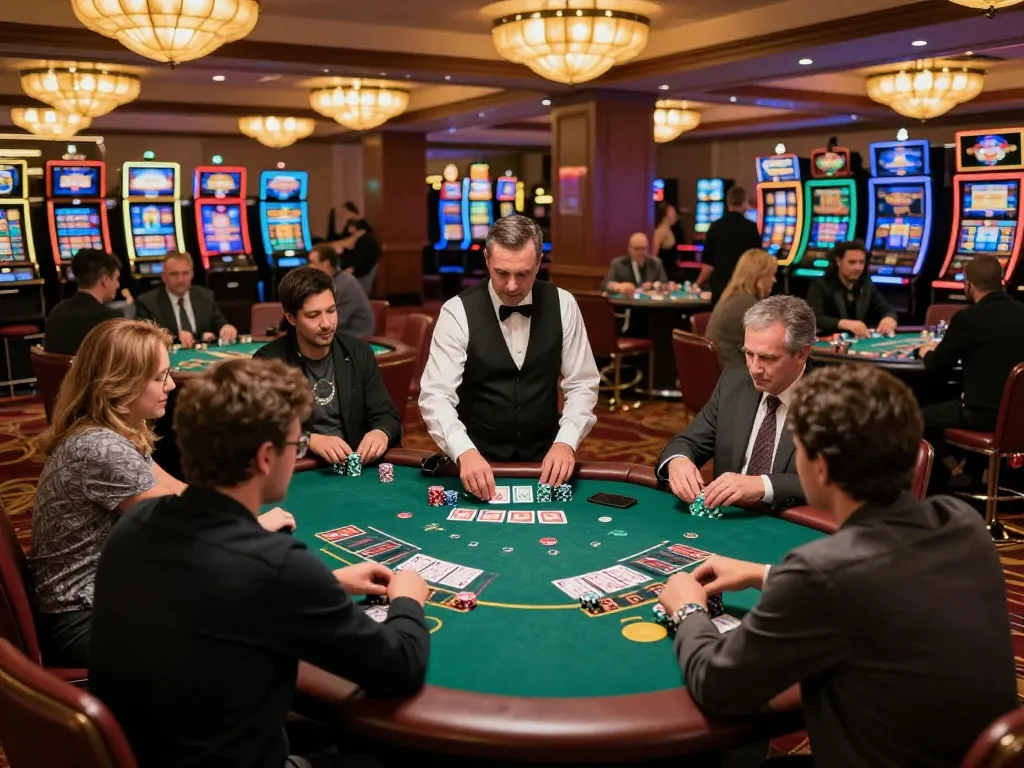Engaging blackjack game on casino floor showcasing C168 strategic betting and lively atmosphere