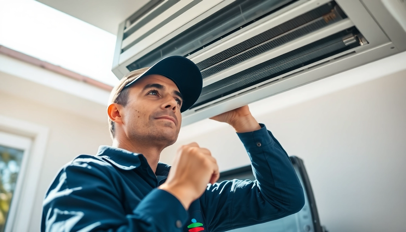 AC Repair Tampa service technician repairing an air conditioning unit with tools in hand