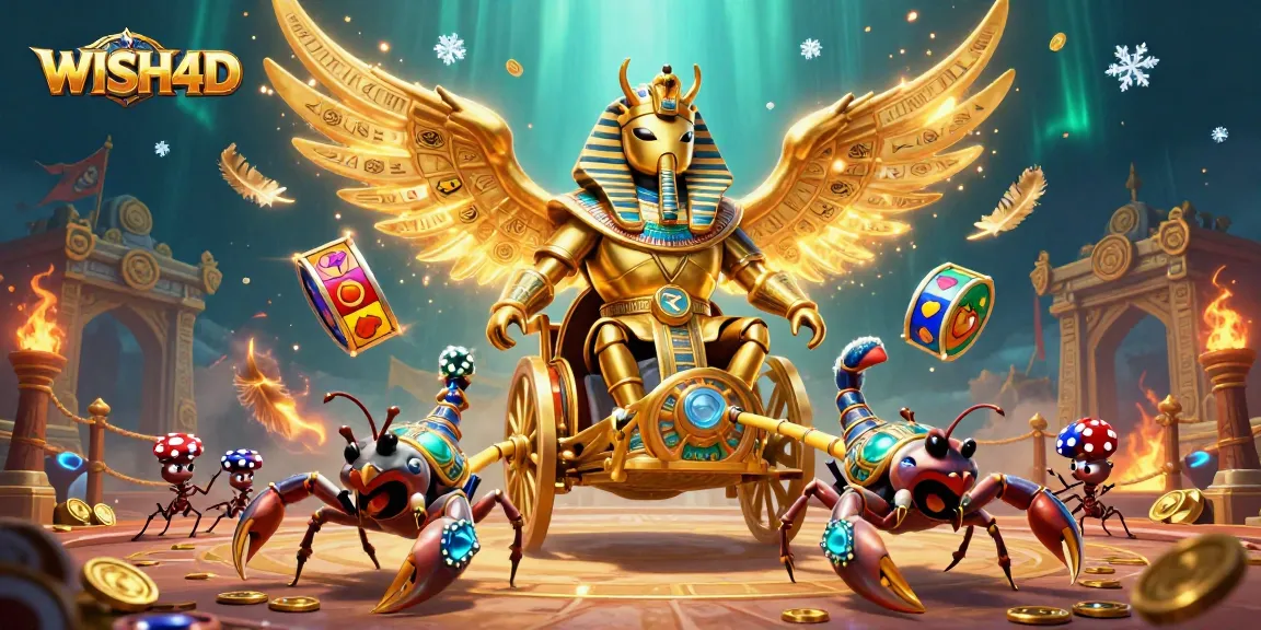 Experience thrilling gameplay with WISH4D amid vibrant casino symbols and dynamic atmosphere