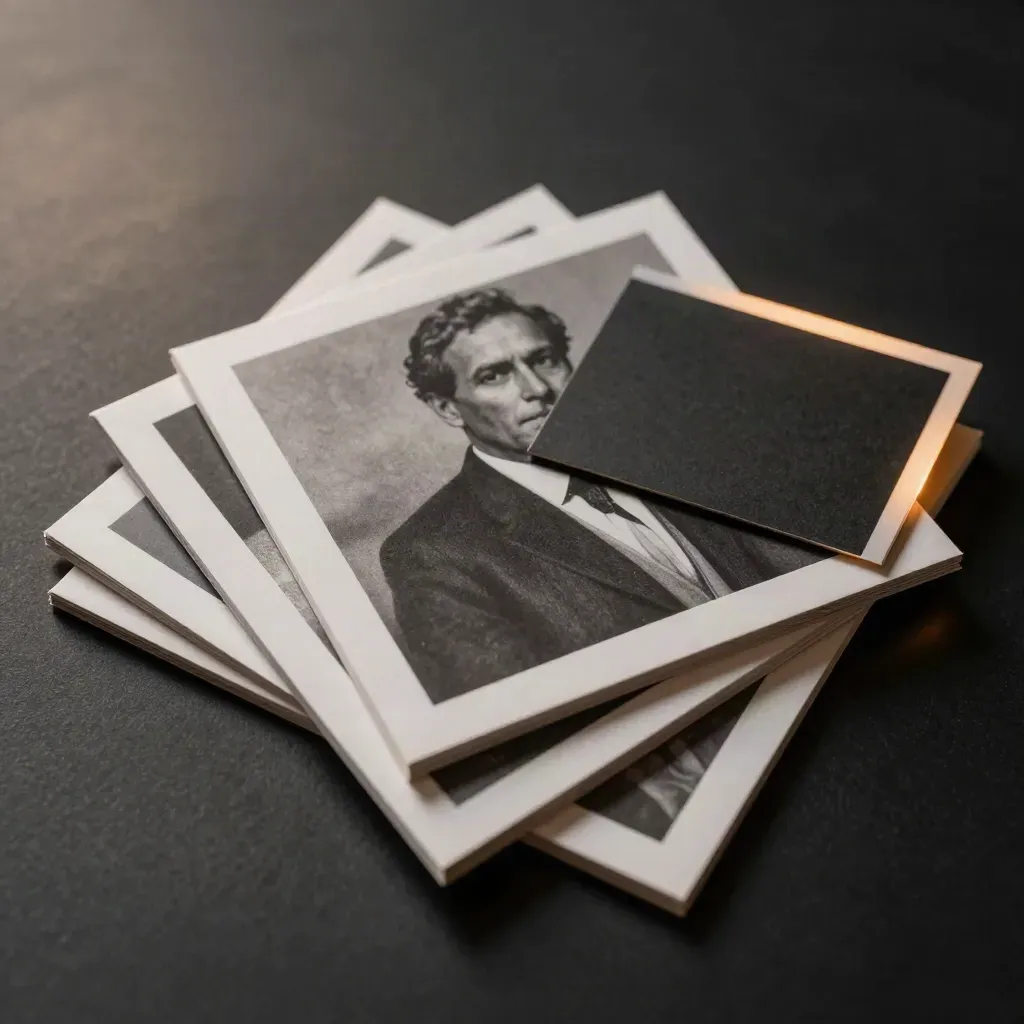 Layered launch post pack cards fanned on a dark studio surface with cool rim light.