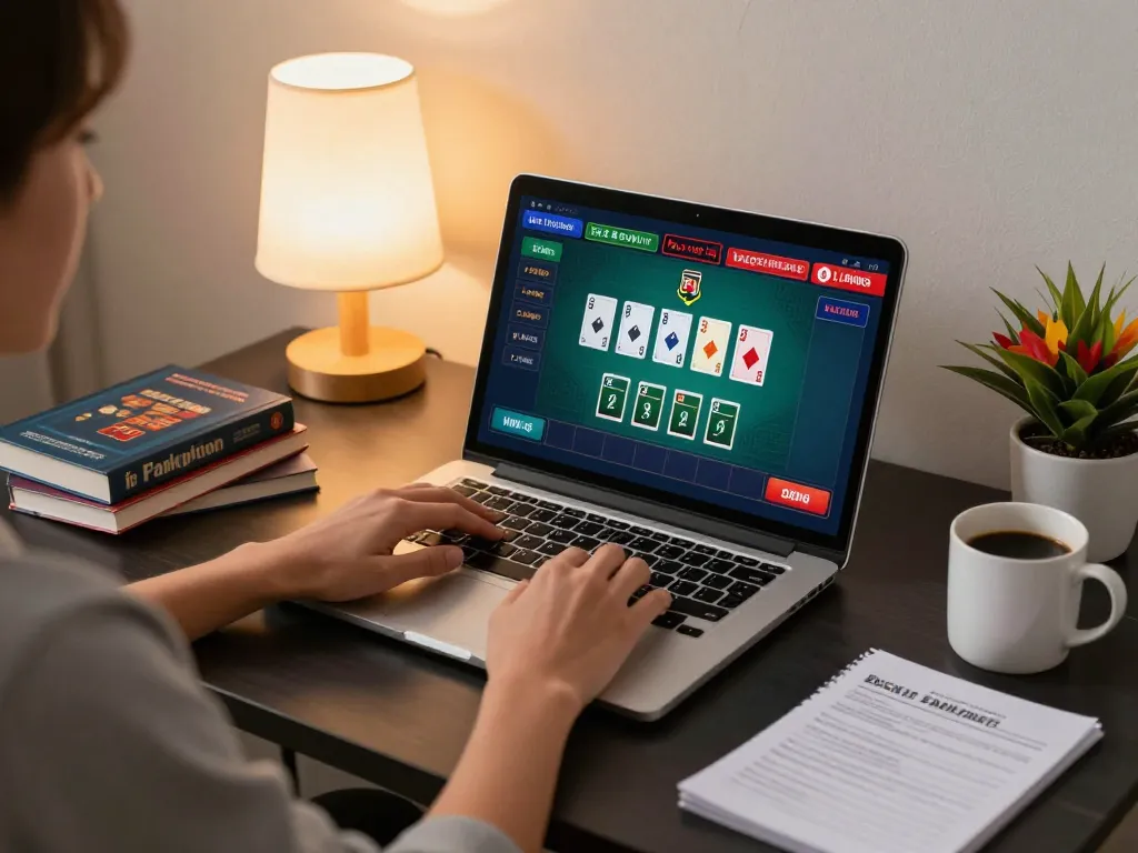 Playing rokok 88 in a cozy home setup while mastering online blackjack strategies.